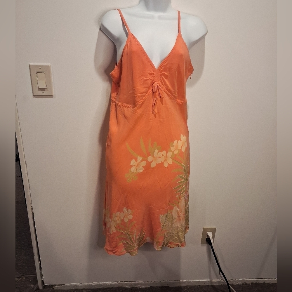 Tori Richards Size 10 Silk Orange Floral Mini Dress FLAW
